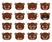 Cute Cartoon Bear Emoji Vector Set Stock Vector (Royalty Free ...